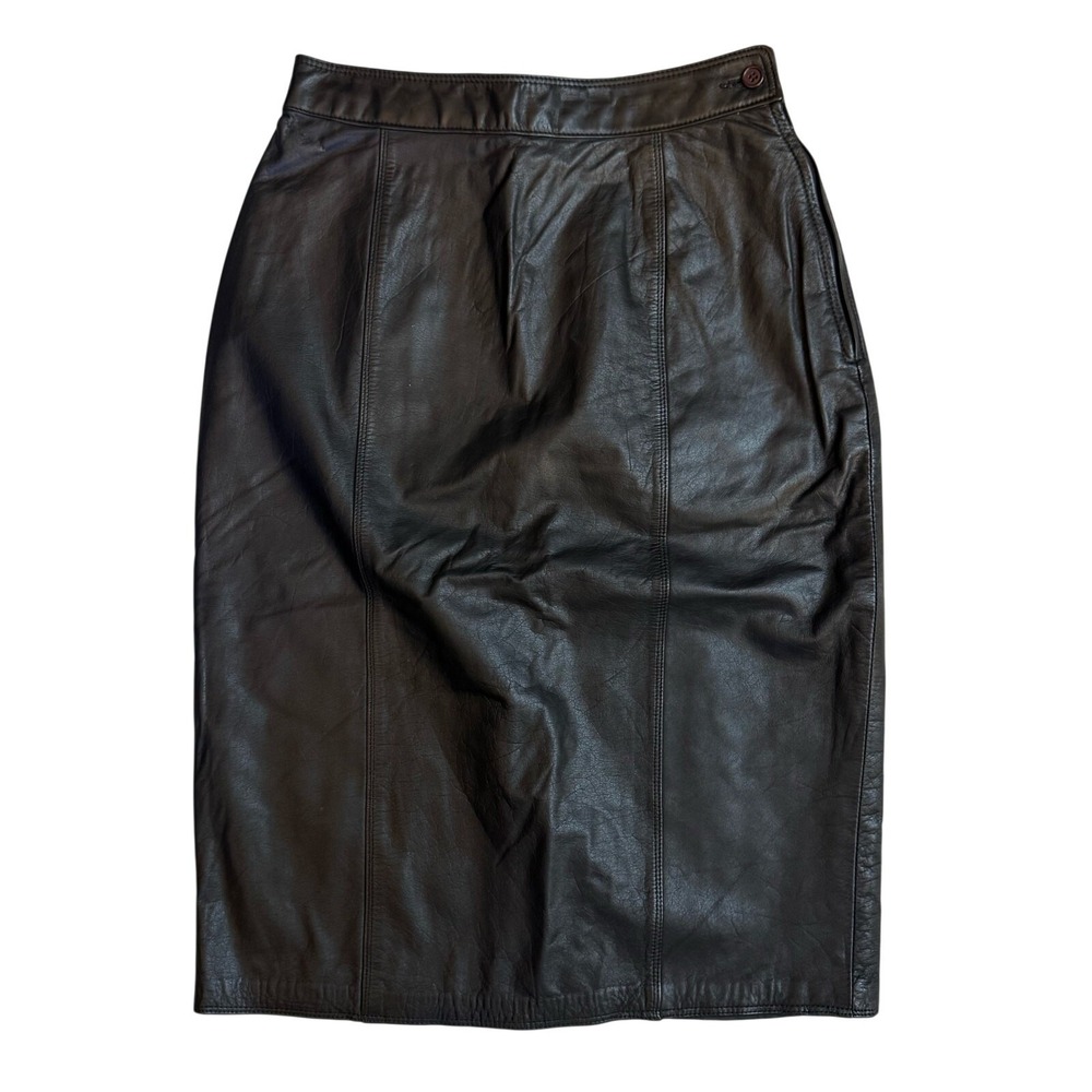 Black Leather Midi Skirt